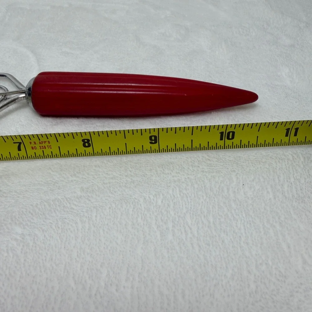 VTG Red Bakelite‎ Handle Potato Masher Stainless Steel Retro MCM Farmhouse